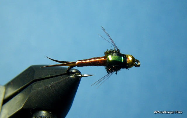 Yellow and Zebra Green Copper Fly Tying Pre-Portioned Copper John Kit: Ties 30 Flies from Size 10-20 in Red