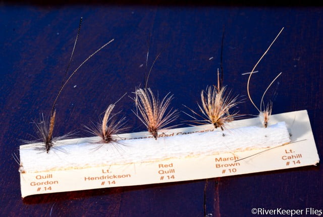 12 Artflies Extended Body Dry Flies PN1613 Mahogany Dun #14-16-18 Red Quill 